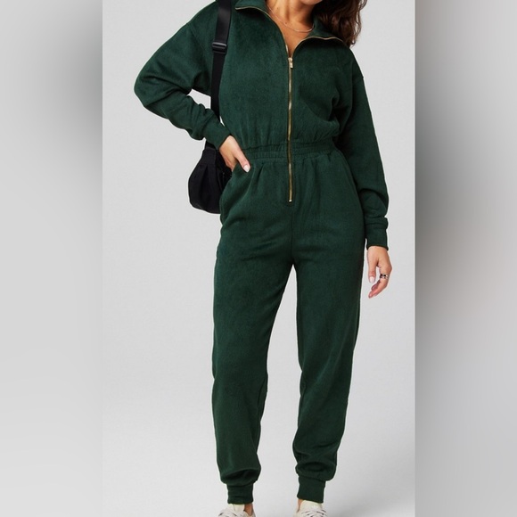 Fabletics Pants - Fabletics Cozy Cord Zip Jumpsuit Green NWT, Size XL